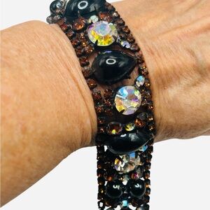 Vintage Alice Caviness Topaz and Black Rhinestone Bracelet